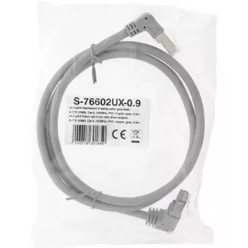 Cabo de rede InLine com ambas as extremidades em ângulo, S/FTP (PiMf), Cat.6, 250 MHz, PVC, cobre, cinzento, 1,1 m