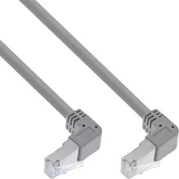 Cabo de rede InLine com ambas as extremidades em ângulo, S/FTP (PiMf), Cat.6, 250 MHz, PVC, cobre, cinzento, 1,1 m