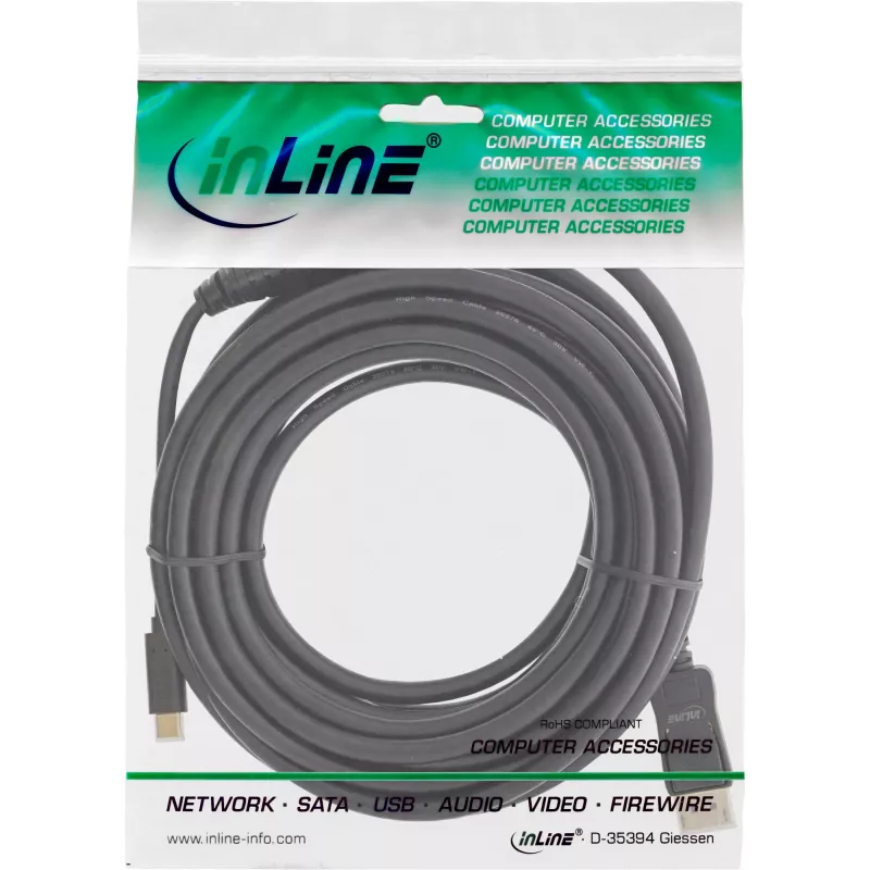 Cabo de vídeo USB InLine, ficha USB-C para ficha DisplayPort, 7,5 m