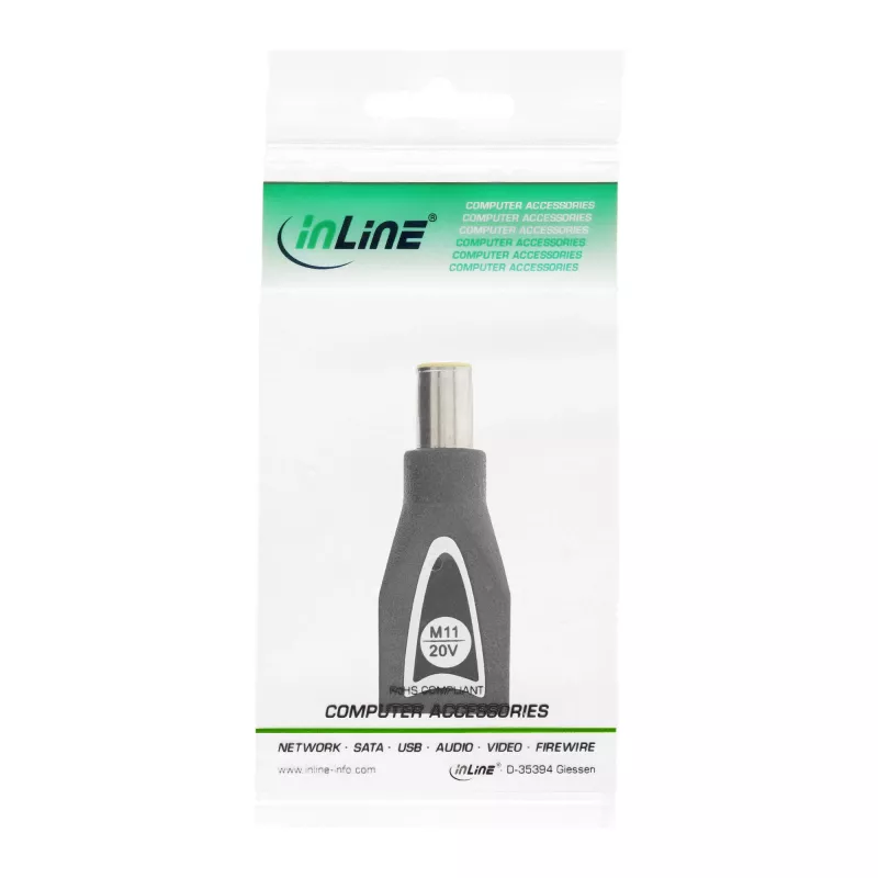 Ficha com interruptor InLine M11 (20V) para fonte de alimentação universal 90W / 120W preto