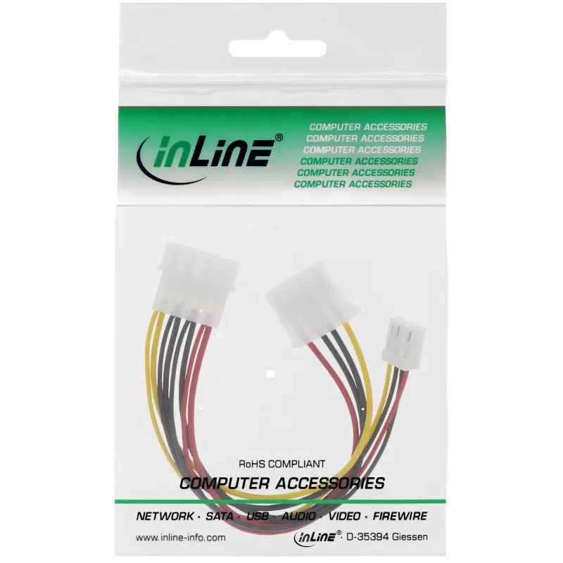 Cabo de alimentação interno em Y InLine 1x Molex 5,25 polegadas / 1x Molex 5,25 polegadas + 1x Floppy 3,5 polegadas