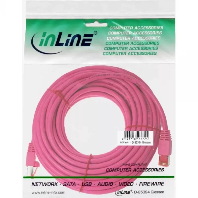 Cabo de rede InLine S/FTP PiMF Cat.6 250MHz PVC cobre rosa 10m
