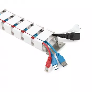 Calha para cabos para mesas de altura ajustável InLine 4 compartimentos, branco, comprimento 1,28 m