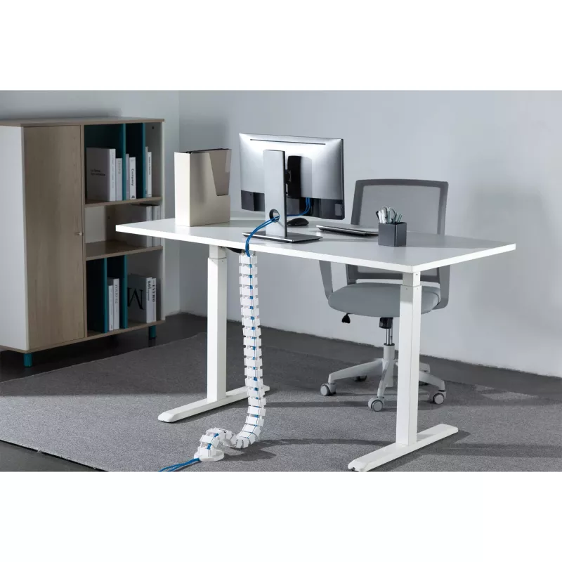 Calha para cabos para mesas de altura ajustável InLine 4 compartimentos, branco, comprimento 1,28 m