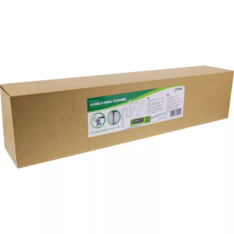 Calha para cabos para mesas de altura ajustável InLine 4 compartimentos, branco, comprimento 1,28 m