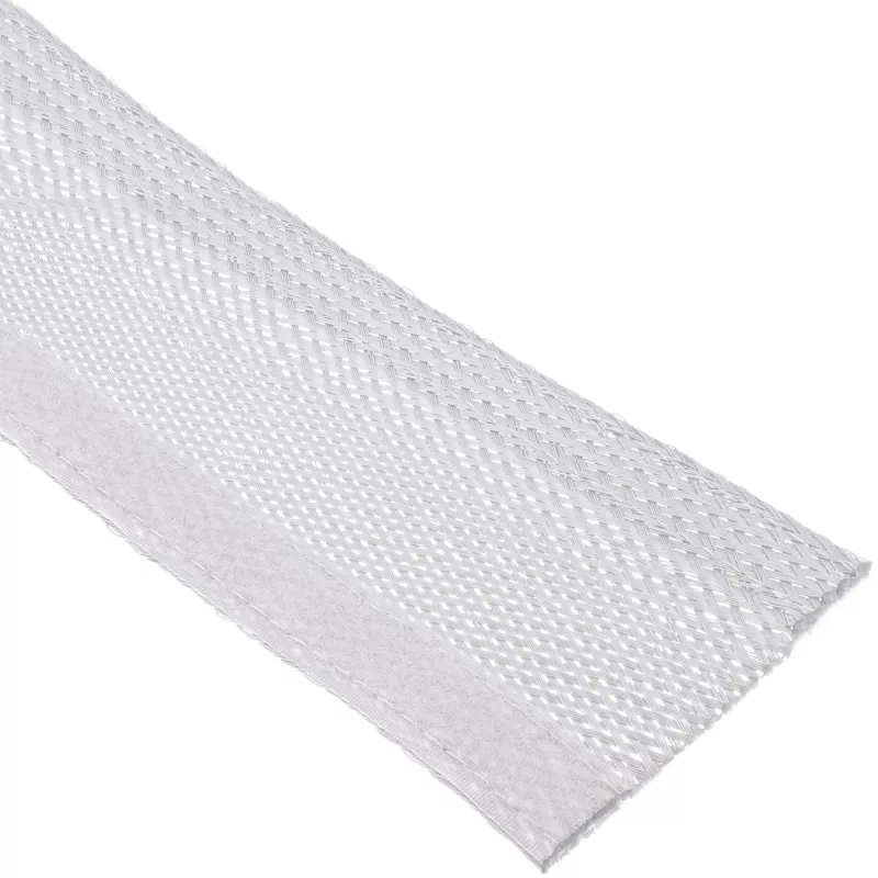 Manga de cabos InLine 1 m × 25 mm, manga têxtil com fecho de velcro, branco