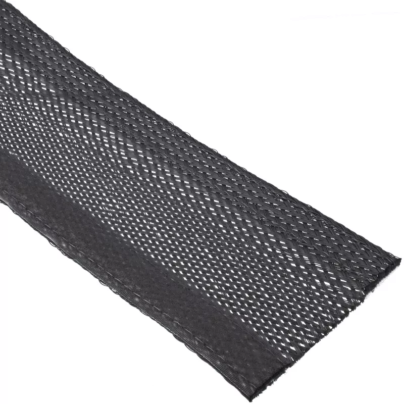 Manga de cabos InLine 59993A — manga têxtil com fecho de velcro, 1 m × 25 mm, preto