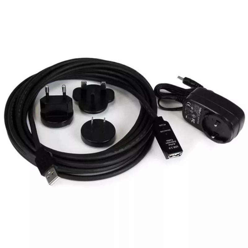 Cabo de extensão ativo USB 2.0 StarTech.com 5 m - M/F, 5 m, USB A, USB A, USB 2.0, ficha/conector fêmea, preto