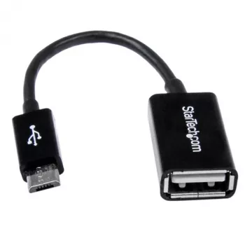 Adaptador host Micro USB para USB OTG StarTech.com 5in M/F, 0,127 m, Micro-USB B, USB A, USB 2.0, 0,48 Gbit/s, preto