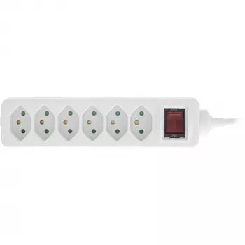 Extensão elétrica múltipla InLine SUÍÇA, 6 tomadas, com interruptor, 1,5 m, branco