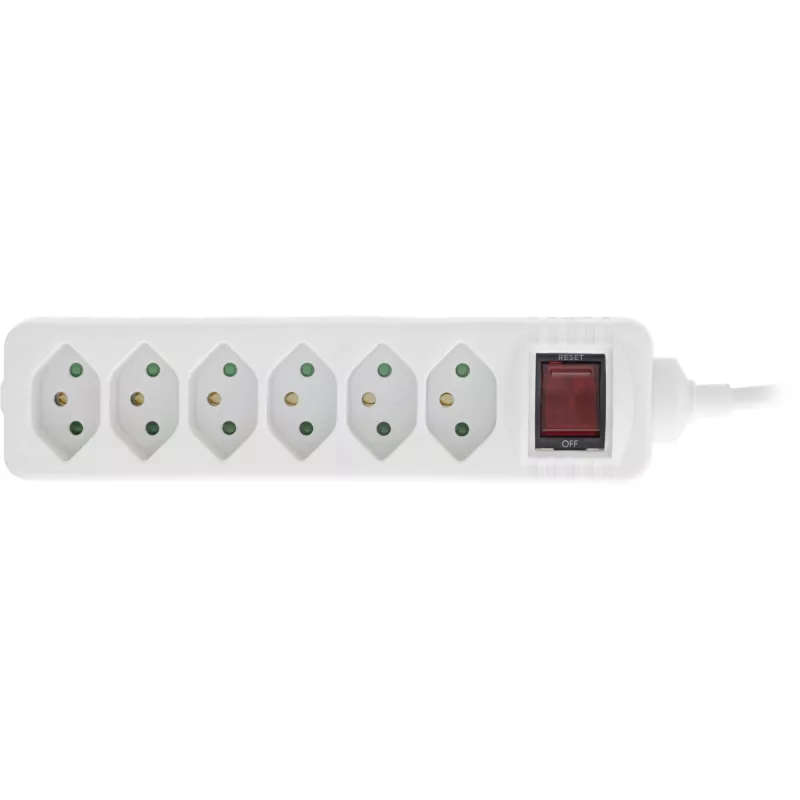 Extensão elétrica múltipla InLine SUÍÇA, 6 tomadas, com interruptor, 1,5 m, branco