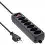 Régua de tomadas InLine 6 tomadas tipo suíço com interruptor de rede preto 1,5 m