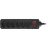 Régua de tomadas InLine 6 tomadas tipo suíço com interruptor de rede preto 1,5 m