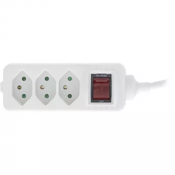 Régua de tomadas InLine SUÍÇA, 3 tomadas, com interruptor, 1,5 m, branco