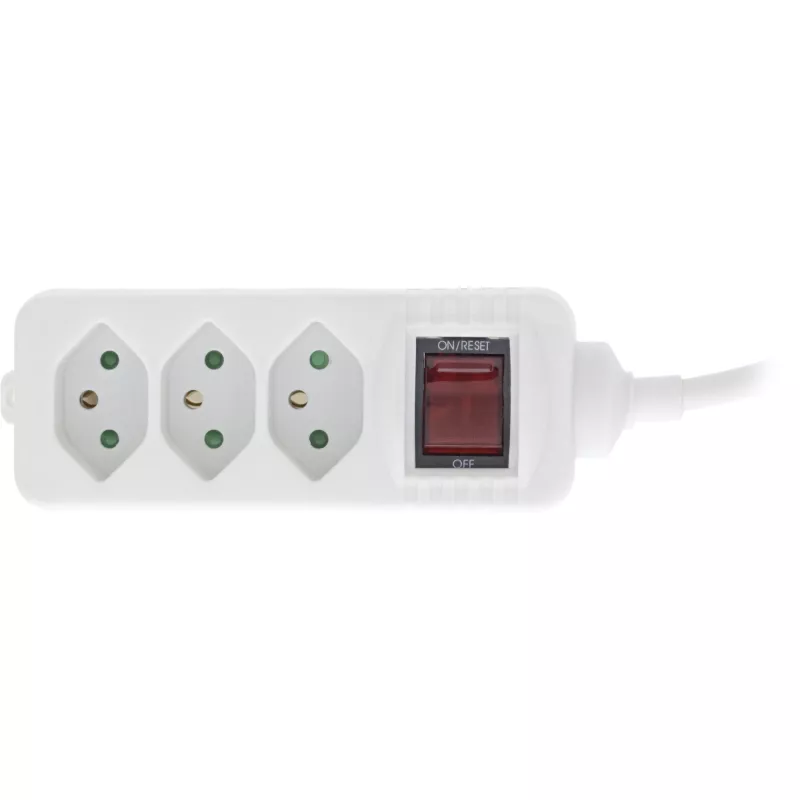 Régua de tomadas InLine SUÍÇA, 3 tomadas, com interruptor, 1,5 m, branco