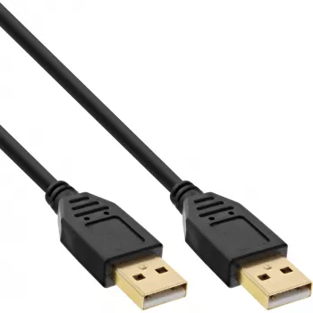 Cabo USB 2.0 InLine, AM/AM, preto, contactos banhados a ouro, 3 m