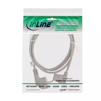 Cabo de alimentação InLine, CEE 7/7 angular / 3 pinos IEC C13 angular, cinzento, 1,8 m