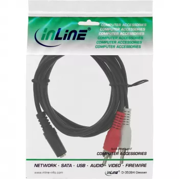 Cabo de áudio InLine 2x ficha RCA / conector fêmea estéreo 3,5 mm 1 m