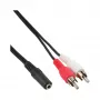 Cabo de áudio 2x ficha RCA / conector fêmea estéreo 3,5 mm 3 m InLine 89940D