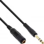 Cabo de extensão para auscultadores InLine 6,3 mm estéreo M/F, banhado a ouro, preto, 1 m