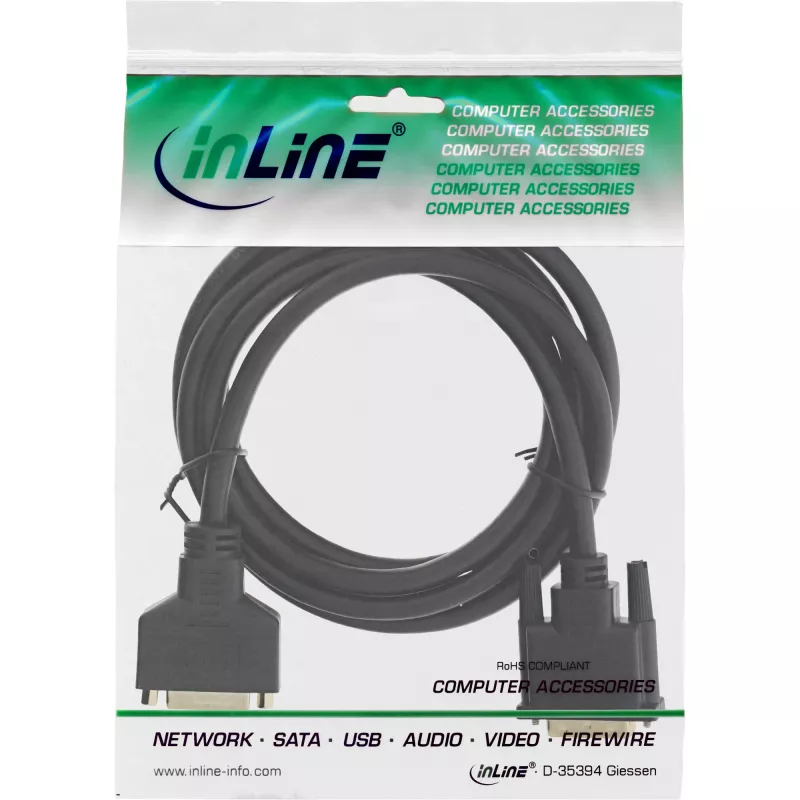 Cabo DVI-D Premium 24+1 ficha para conector fêmea Dual Link banhado a ouro 3m InLine 17763P