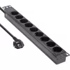 Régua de tomadas InLine 19 polegadas, 9 tomadas Schuko, sem interruptor, 2 m, preto