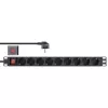 Régua de tomadas InLine 19 polegadas, 9 tomadas Schuko, com interruptor, 2m, preto
