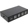 Comutador USB 2.0 InLine manual dispositivo USB-A para 4 computadores com fios