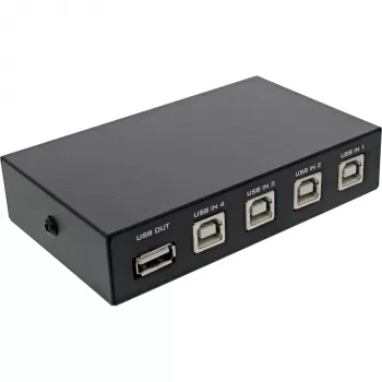 Comutador USB 2.0 InLine manual dispositivo USB-A para 4 computadores com fios