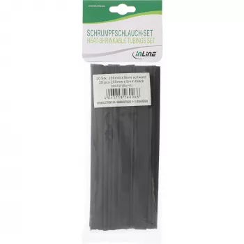 Conjunto de termorretrátil InLine 200 mm de comprimento, diâmetro 9 mm → 4,5 mm, 20 unid., preto