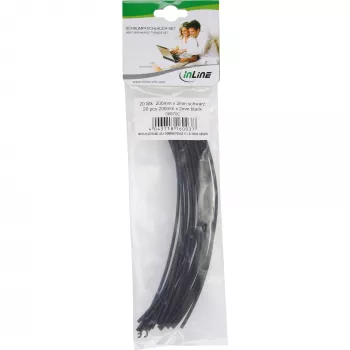 InLine termorretrátil 200 mm, taxa de retração 2 mm → 1 mm, 20 unid., preto