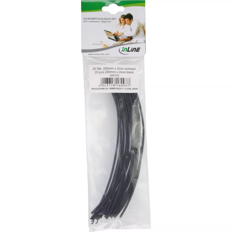 InLine termorretrátil 200 mm, taxa de retração 2 mm → 1 mm, 20 unid., preto