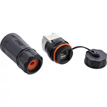 InLine conjunto de acoplamento Cat.6A, à prova de água IP68, 2x RJ45 F/F, 1:1