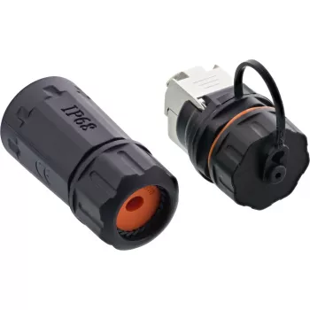 InLine conjunto de acoplamento Cat.6A, à prova de água IP68, 2x RJ45 F/F, 1:1