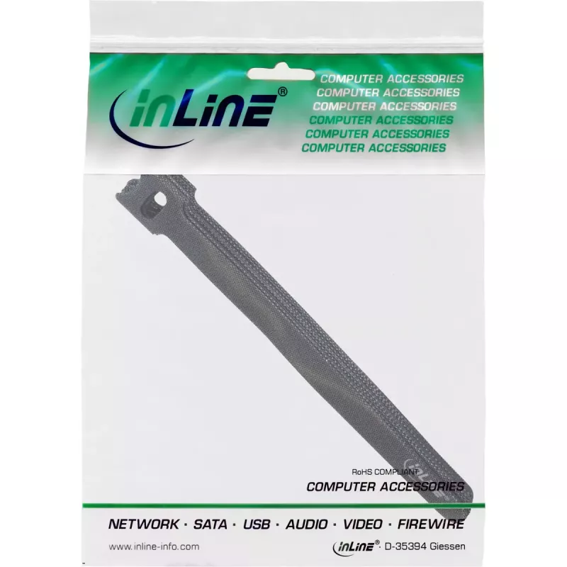 InLine abraçadeiras de velcro para cabos 180x12mm 10 unid. preto