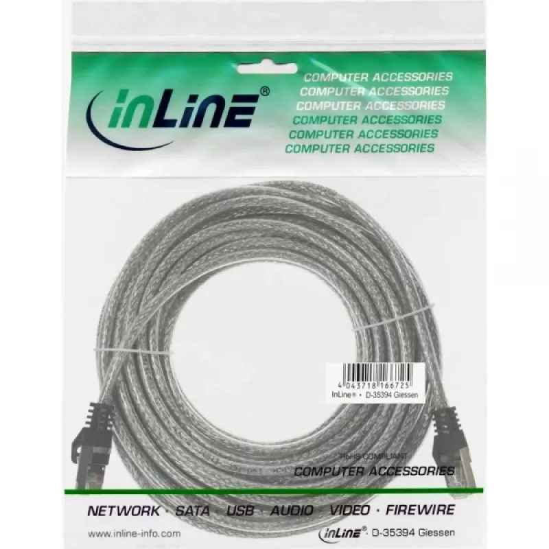 Cabo de rede SF/UTP Cat.5e transparente 7,5m InLine