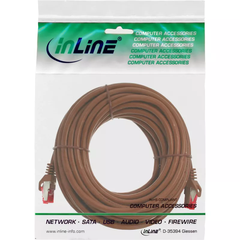 Cabo de rede S/FTP PiMF Cat.6 250MHz PVC cobre castanho 15m InLine