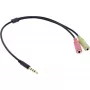 Cabo adaptador de áudio para headset InLine 3,5 mm macho 4 polos / 2x 3,5 mm, preto, 0,15 m