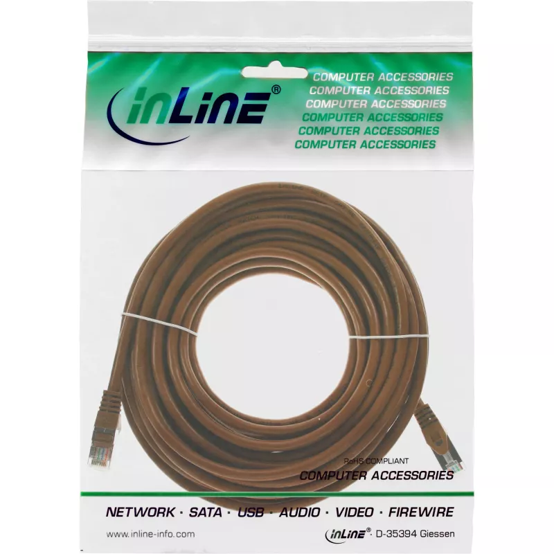 Cabo de rede SF/UTP Cat.5e castanho 7,5m InLine