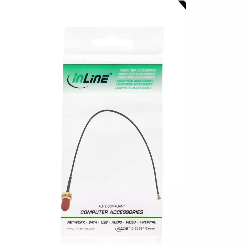 Cabo adaptador WIFI InLine RP-SMA fêmea para U.FL macho 20 cm