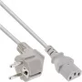 Cabo de alimentação InLine, CEE 7/7 angular / IEC C13 macho 3 polos, cinzento, 1,5 m