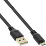 Cabo plano Micro USB 2.0 InLine USB A / Micro-B, preto / dourado, 1 m