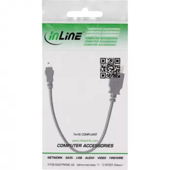 Cabo USB 2.0 InLine, fêmea A / Mini-5-pin macho, 0,2 m, 0,2 m, Mini-USB B, USB A, USB 2.0, macho/fêmea, preto