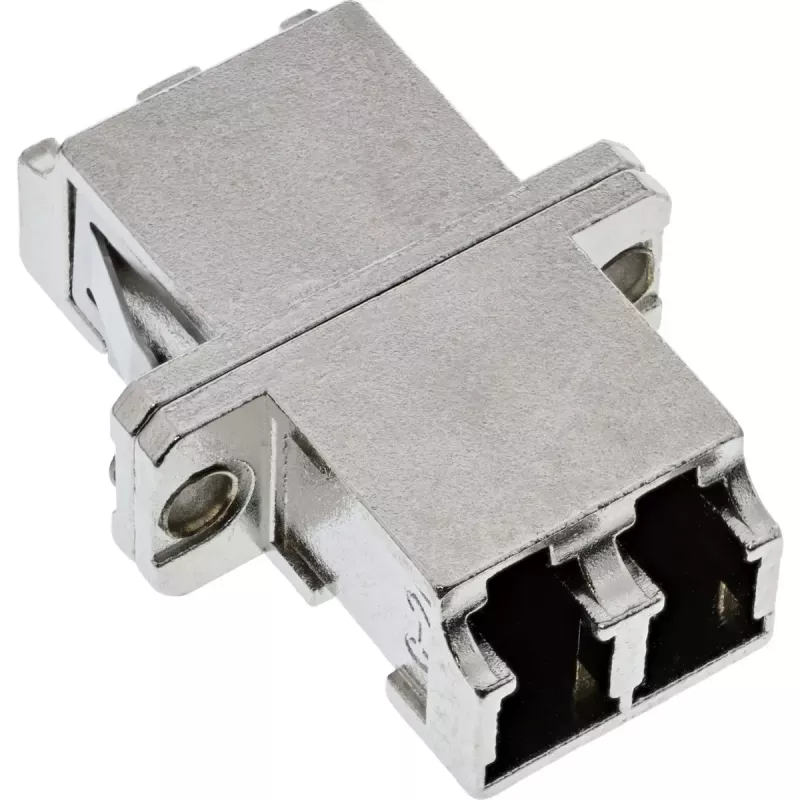 Adaptador de fibra ótica InLine metal duplex LC/LC SM bucha cerâmica com flange