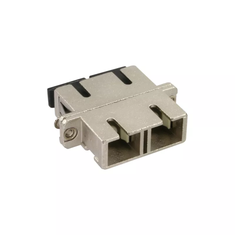 Adaptador de fibra ótica InLine metal duplex SC/SC MM bucha cerâmica com flange