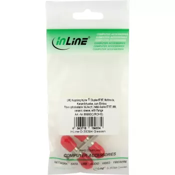 Adaptador de fibra ótica InLine metal duplex ST/ST MM bucha cerâmica com flange