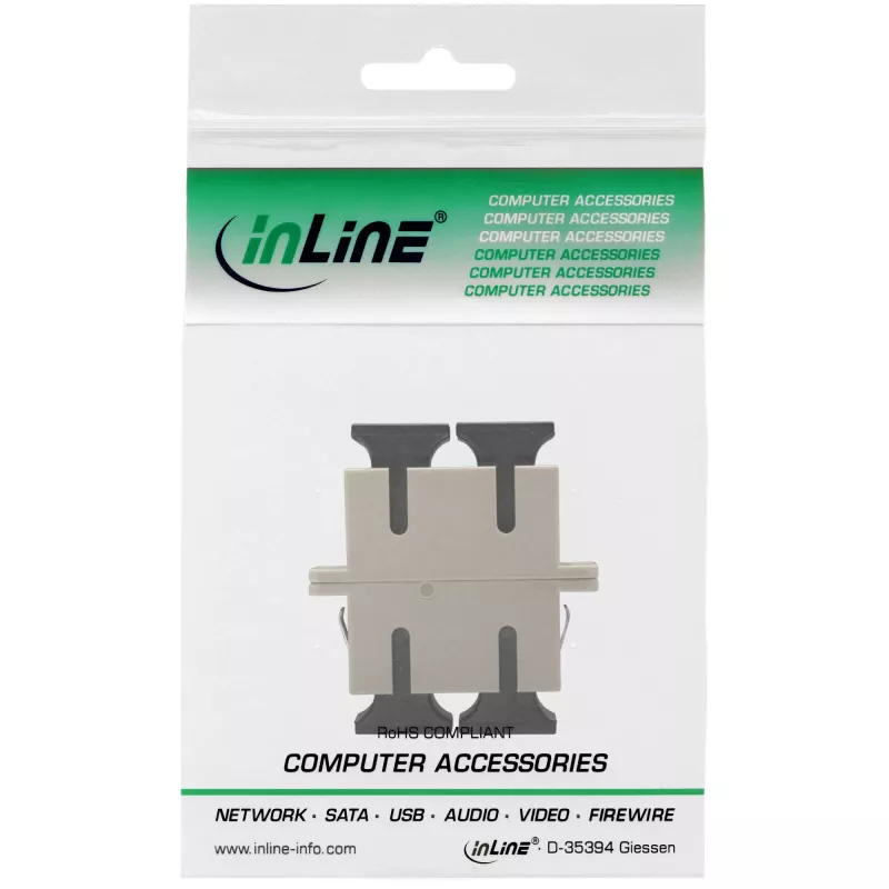 Adaptador de fibra ótica duplex SC/SC MM bucha cerâmica com flange InLine 89992A