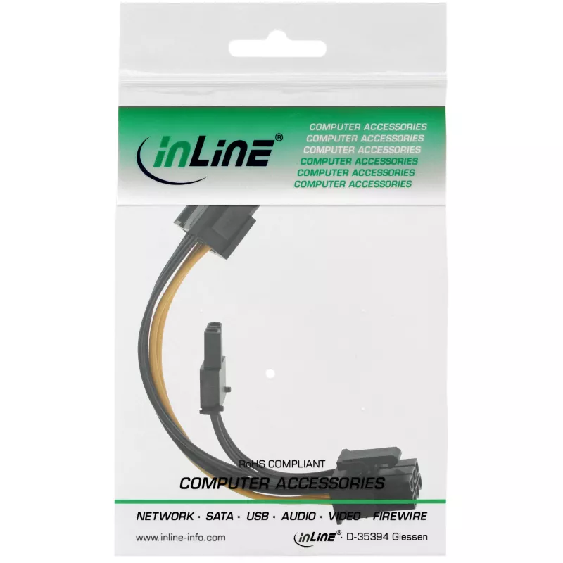 Adaptador de alimentação interno InLine 6 pinos / 8 pinos para placas gráficas PCIe PCI-Express