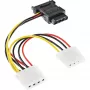 Cabo de alimentação SATA fêmea SATA / 3x 4 pinos Molex macho 0,15 m InLine 29679