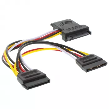 Cabo de alimentação SATA interno InLine macho/fêmea SATA para 2x macho SATA 0,15 m